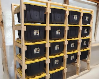 27 Gallon Tote Storage Rack Plans in Multiple Size Options, Garage Shelves Plans, PDF Download, Garage Organizer Build Plans, Tote Rack