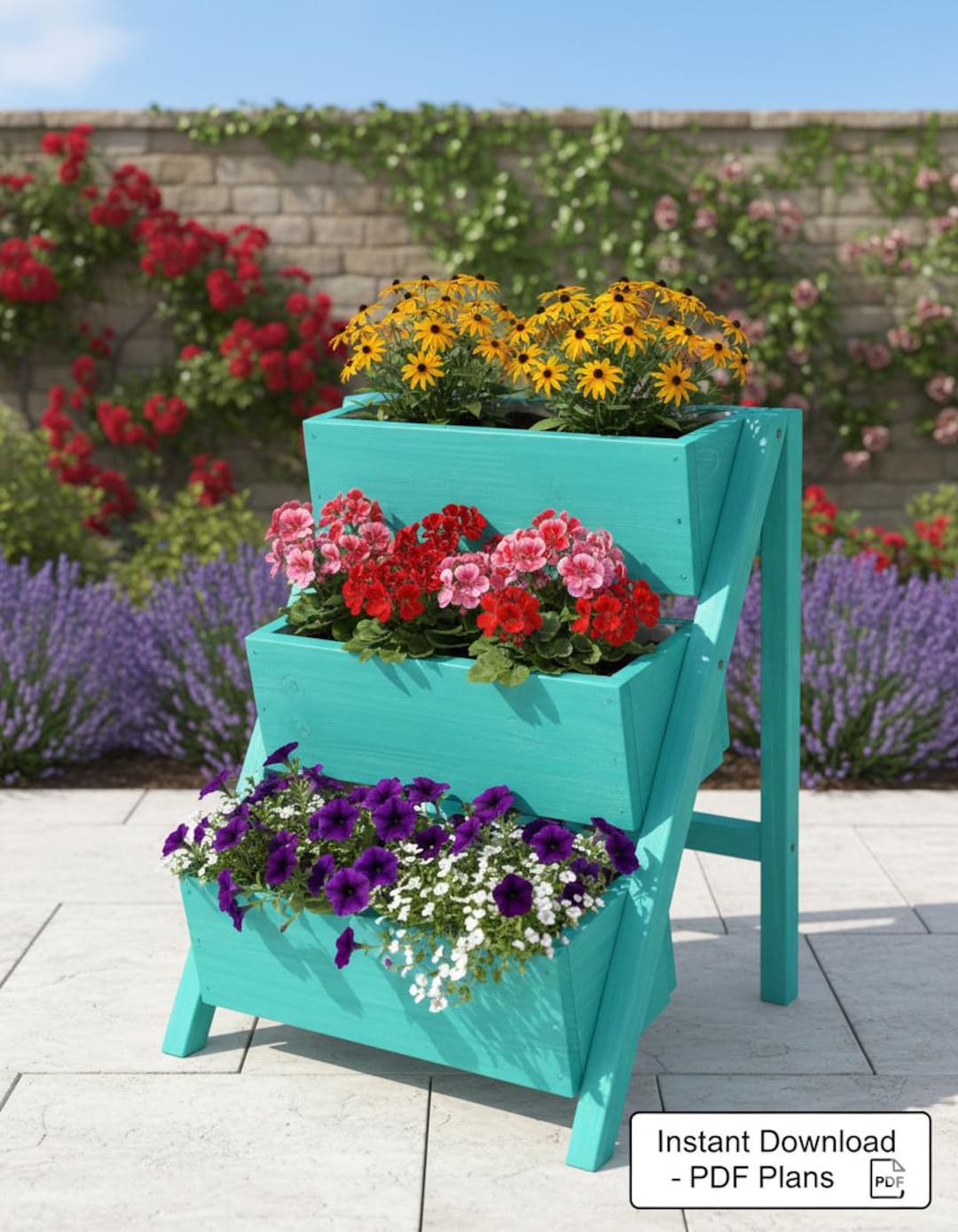 3 Tier Vertical Planter Box Plans | Tiered Garden Bed DIY | Raised ...