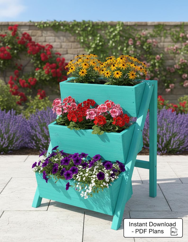 3 Tier Vertical Planter Box Plans | Tiered Garden Bed DIY | Raised ...