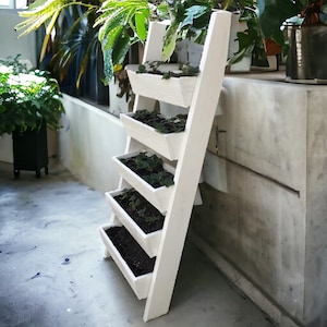 Abgestufter vertikaler Leiter-Pflanzer, Erdbeer-Pflanzerstand-Pläne, DIY-Pflanzkasten für Garten, Pflanzgefäß im Freien, einfacher Pflanzgefäß, Holzbearbeitung