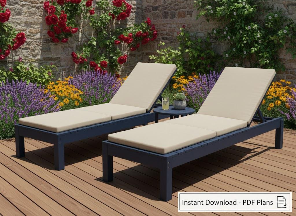 DIY Outdoor Chaise Lounge Chair Plans: Woodworking PDF - Etsy