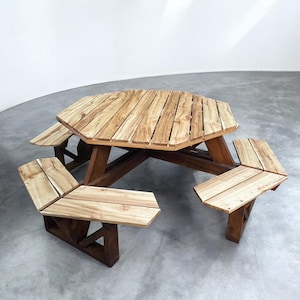 Octagon Cedar Picnic Table Plans: Outdoor Garden Table (PDF Download)