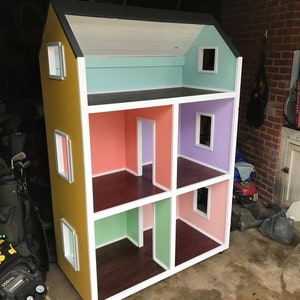 Amerikaanse poppenhuisplannen, doe-het-zelfplannen voor kinderpoppenhuis, plannen kinderkamermeubilair, cadeau voor babymeisje, handgemaakte poppenhuisplannen, pdf-download
