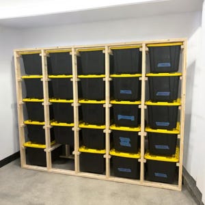 Tote Storage Rack, DIY plans, 27 Gallon Tote Storage, Step by Step Build Plan, Multi Options Tote Rack Plan, Garage Storage Plans, Bin Rack