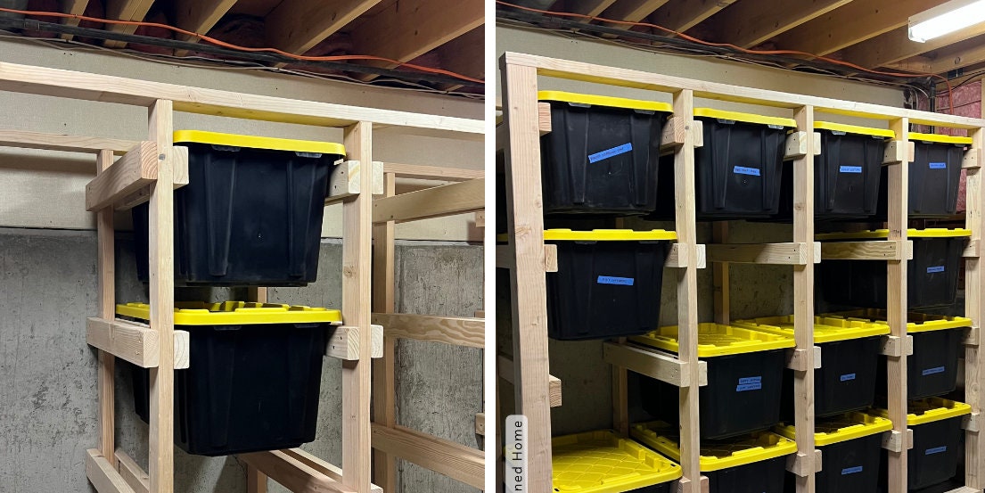 27 Gallon Tote Rack Plans, Tote Garage Storage Shelves, Organization