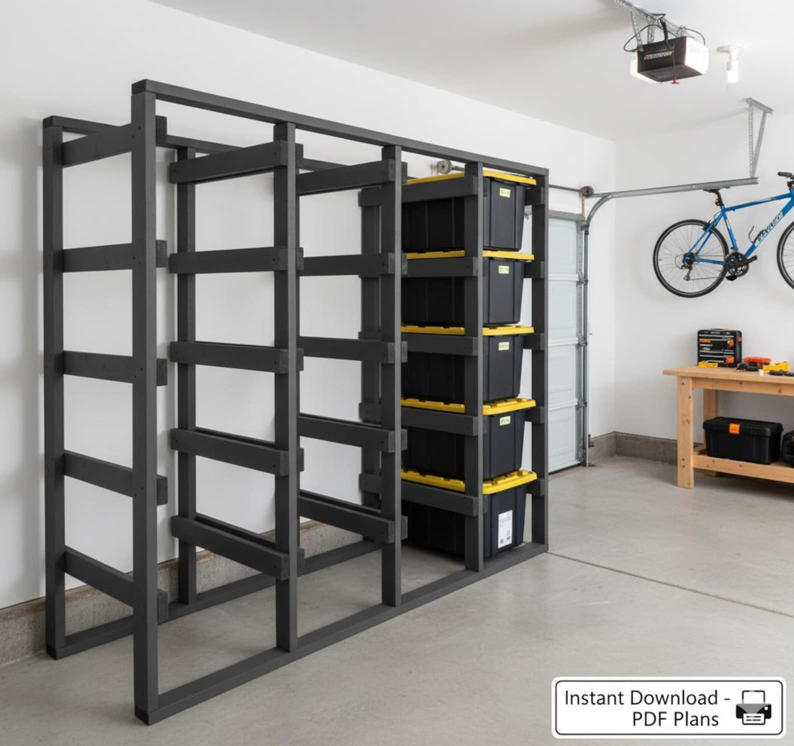 Wheelie Rack DIY Tote Rack | 27 Gallon Tote Storage Rack Plans | Wheelie Tote ...