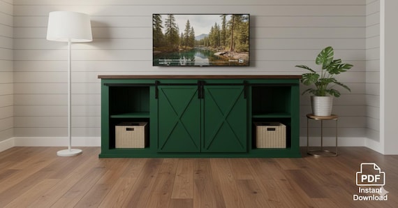 Barn Door TV Console Plans: Farmhouse Entry Table (PDF Download)