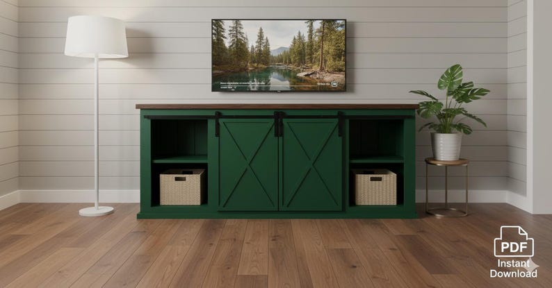 Barn Door TV Console Plans: Farmhouse Entry Table (PDF Download) image 1