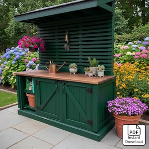 Plans de banc de rempotage : table de jardin à monter soi-même avec rangement (téléchargement PDF)