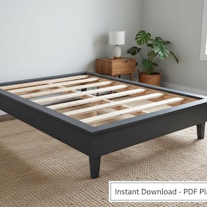 Farmhouse Platform Bed Frame DIY Plans: King & Queen Size (PDF Download)