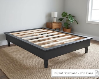 Farmhouse Platform Bed Frame DIY Plans: King & Queen Size (PDF Download)