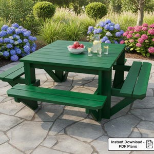Square Picnic Table Plan: Outdoor Garden Furniture (PDF Download)