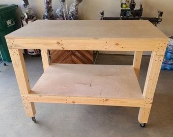 Easy Garage Work Station Table, Simple Workbench Plans, Garage Craft Table Plans, Garage Storage Table Plans, PDF Download, DIY Woodworking