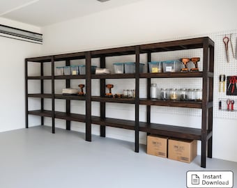 DIY Garage Shelves Plans: Wall Mounted Wood Organizer (PDF Document)