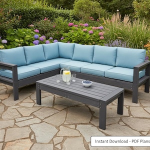 DIY Outdoor Sectional Sofa Plans | Modern Patio L-Shaped Couch Build Guide | Wooden Garden Sofa PDF | Outdoor Furniture Woodworking Project