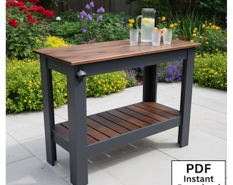 DIY Grill Table Woodworking Plans: Outdoor BBQ Side Table (PDF Download)