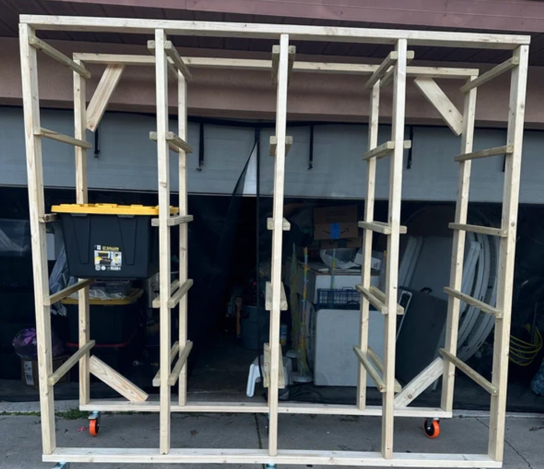 DIY Garage Storage Tote Rack Plans | Vertical Storage Bin Rack Guide ...