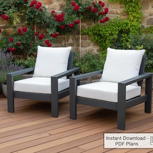 Planos de sillas de exterior para hacer uno mismo / Planos de sillas de jardín / Muebles de exterior / Planos de construcción en PDF / Sillas de patio imagen 1