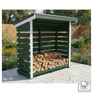 Simple Firewood Shed Plan: DIY Fire Wood Shed Storage (PDF Download)