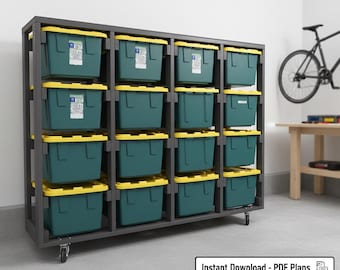 27 Gallon Tote Storage Plans | garage shelving | tote storage | wood working plans | storage bin | tote rack storage | Digital Build Plans