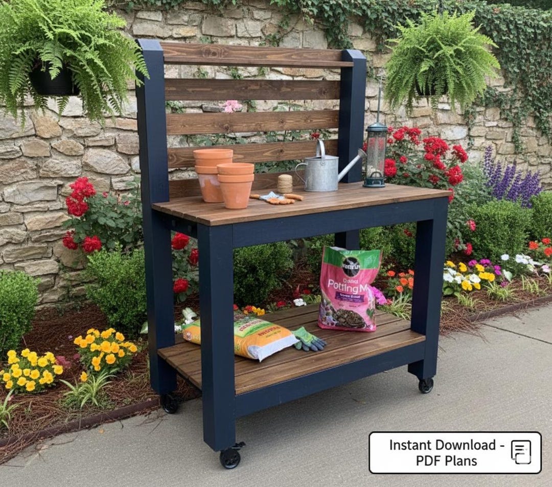 Potting Station DIY Plans, Wooden Potting Bench Build Plans PDF ...