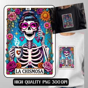 Divertida carta de tarot La Chismosa PNG - Diseño de sublimación de Chisme mexicano para camiseta, taza, bolso - Descarga de archivos PNG digitales de moda
