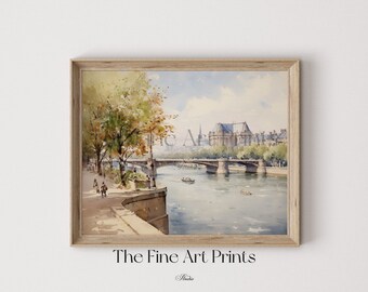 Vintage Paris Cityscape Watercolor Painting (Digital Download)