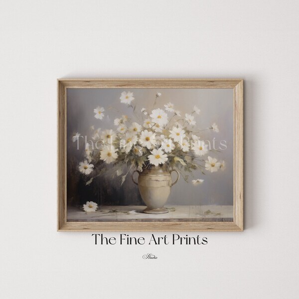 Printable Neutral Floral Still Life Painting | Vintage Farmhouse Wall Decor | Digital Download Print | The Fine Art Prints | FSLL033