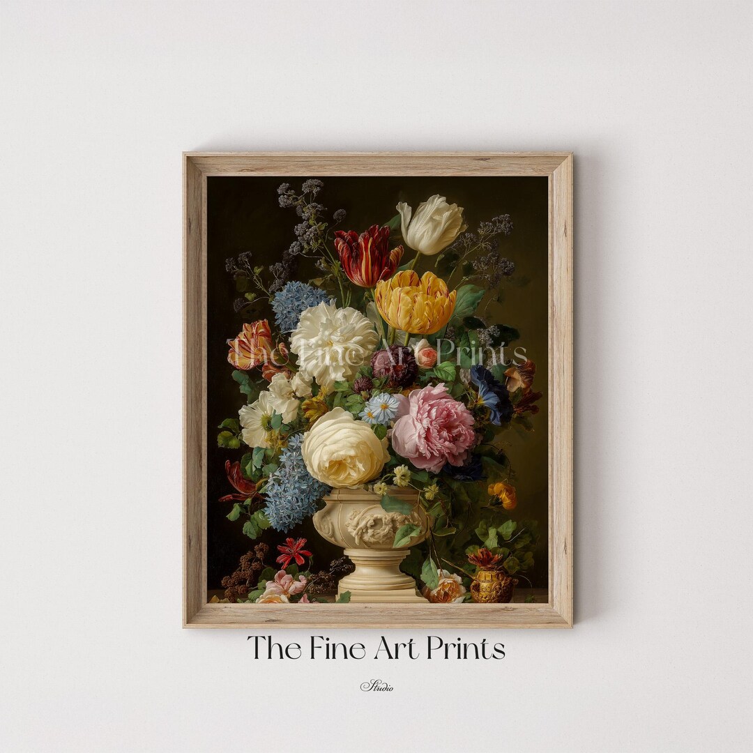 Dutch Baroque Floral Still Life Painting: Tulips & Peonies (digital ...