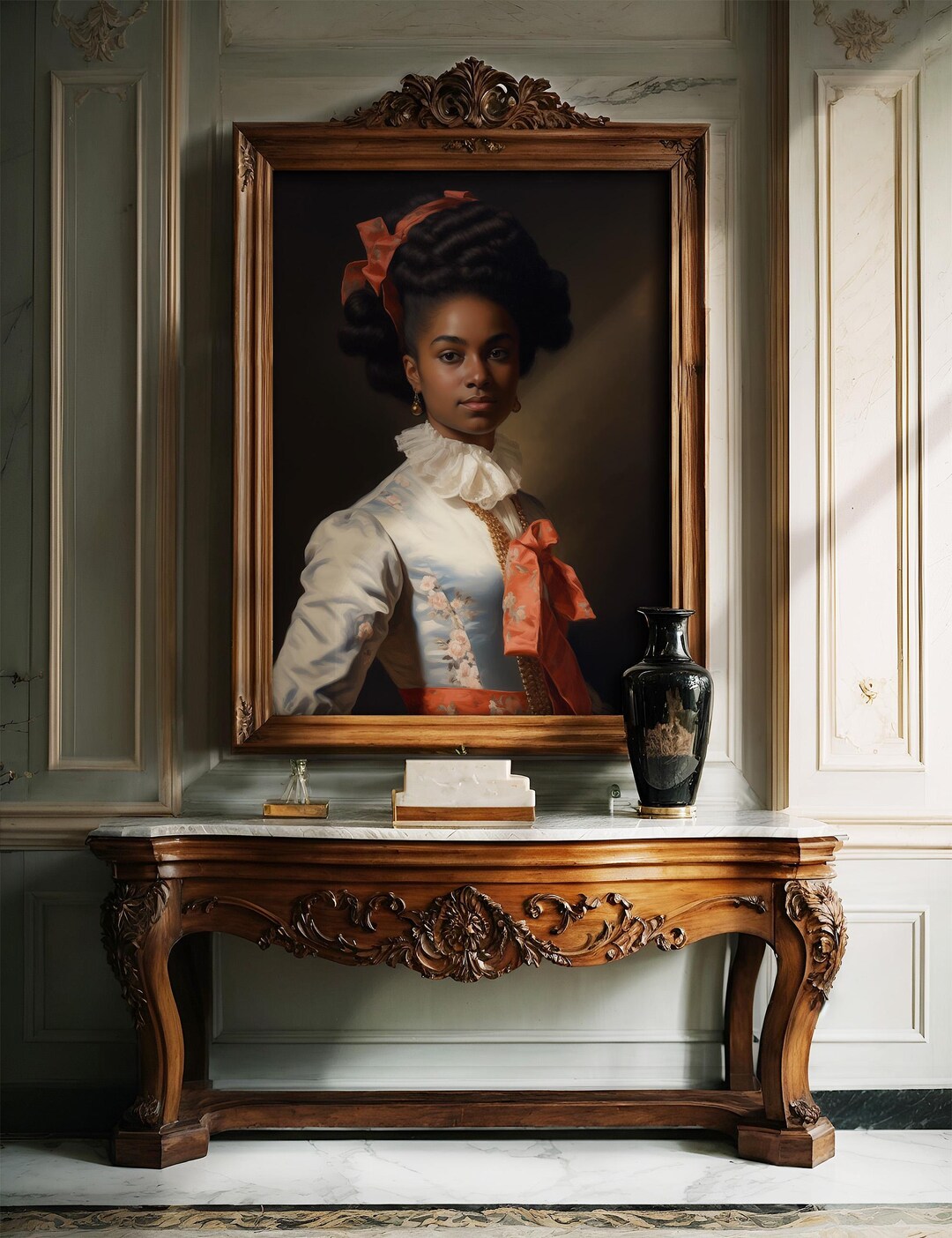 Vintage Black Woman Portrait: Elegant Renaissance Art Print (digital ...