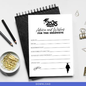 For Him Advice and Wishes for the Graduate Printable Class of 2025 Graduation Party Advice and Wishes Printable