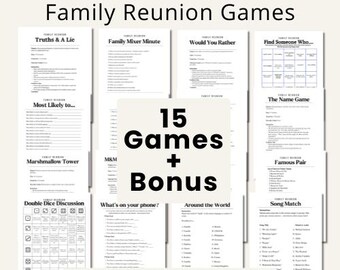 Family Reunion Games Printable Family Party Games Fun Family Reunion Icebreaker Games for Adults and Kids Family Bingo Family Game Night