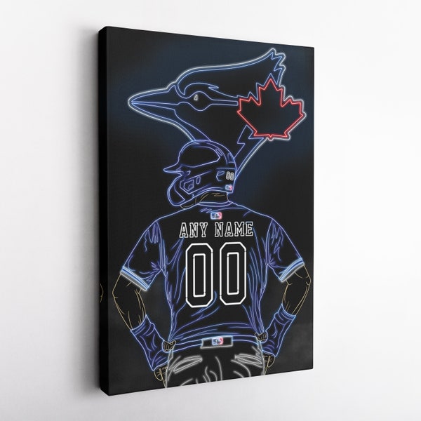 Toronto Blue Jays Jersey MLB Neon Personalized Jersey Custom Name and Number Canvas Wall Art Home Decor Framed Poster Man Cave Gift