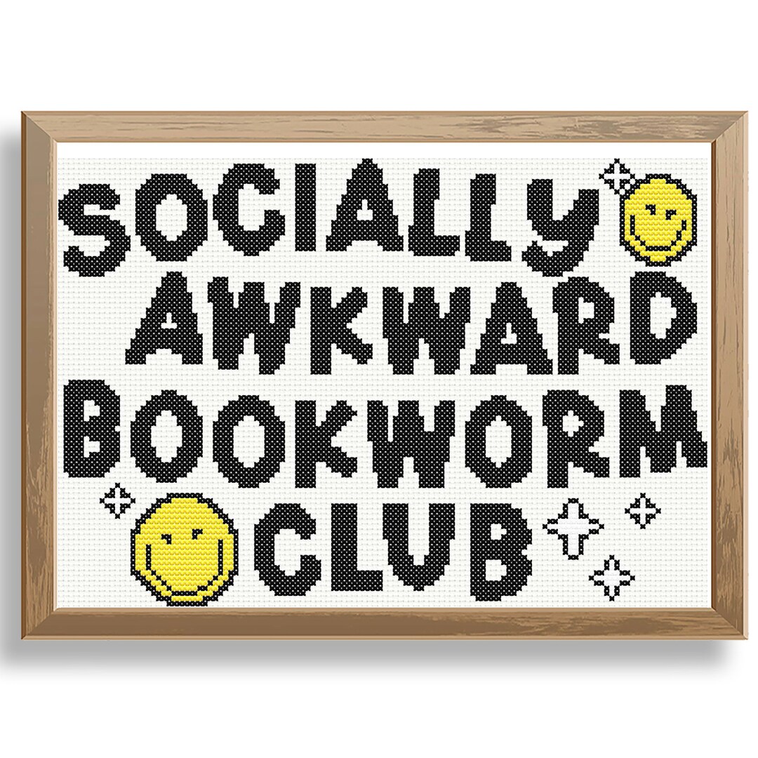 Socially Awkward Bookworm Club, Funny Cross Stitch Pattern, Easy to ...