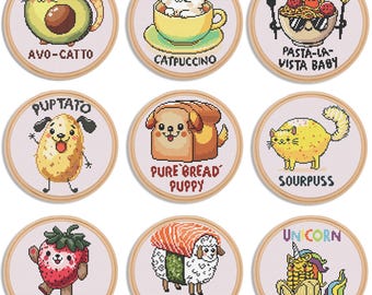 Food Puns cross stitch pattern collection