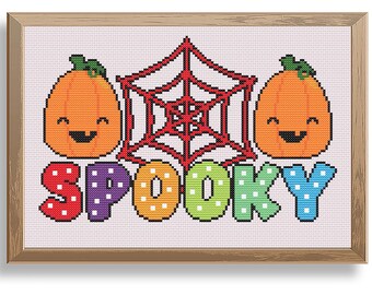 Halloween cross stitch pattern, Spooky cross stitch pattern, Fun Halloween cross stitch pattern