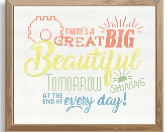 There&#39;s a Great Big Beautiful Tomorrow cross stitch pattern, Carousel of Progress inspired cross stitch pattern