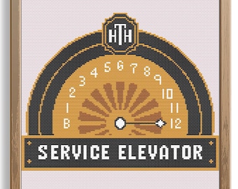 Hollywood Tower Hotel inspired cross stitch pattern, Service Elevator cross stitch pattern, Tower of Terror inspired cross stitch pattern