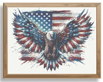 Fourth of July Eagle cross stitch pattern, Patriotic pattern