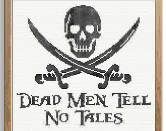 Dead Men Tell No Tales cross stitch pattern, Pirates of the Caribbean inspired cross stitch pattern