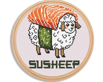 Susheep cross stitch pattern, Food Puns cross stitch pattern