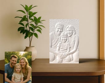 Relief print of your photo | Personalized 3D portrait print | Keepsake, gift idea, family photo