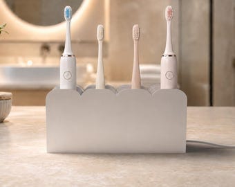 Toothbrush holder with concealed cable routing – docking station for electric toothbrushes & cable management