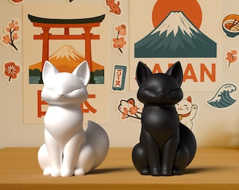 Kitsune Figurine - Japanese Fox Statue | Modern Decor, Lucky Charm & Gift Idea