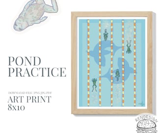 Frog Pond Practice | Art Print | 8x10 | Digital Download | Illustration