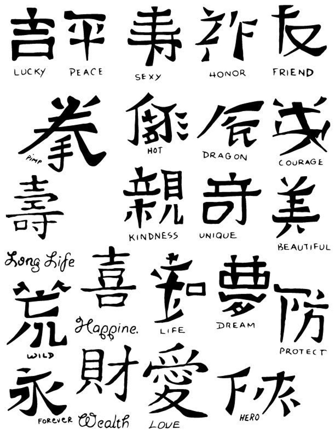 Chinese Kanji Characters Henna Tattoo Set Etsy Chinese Kanji Characters Henna Tattoo Set Etsy