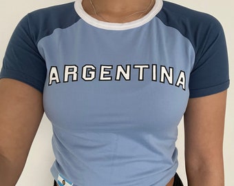 Y2K Argentina Crop Top Baby Tee, Y2K Baby Tee, Y2K Argentina Baby Tee, Y2K Argentina,  Y2K Argentina Football Tee, Y2K 2000s