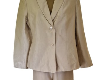 Vintage 1980s  Precis Collection Ivory Silk Trouser Suit Size UK  12 - 14