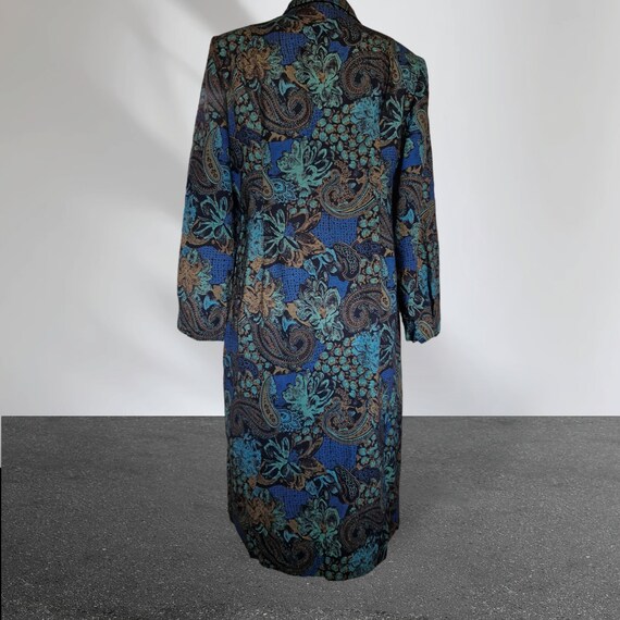 Vintage 1980s Green Blue Paisley Long Sleeved Shi… - image 4