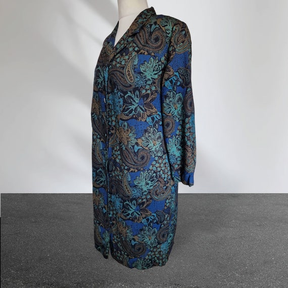 Vintage 1980s Green Blue Paisley Long Sleeved Shi… - image 3